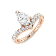 Pear Wishbone Diamond Engagement Ring in 10K/14K gold and platinum with certified lab-grown or natural diamonds