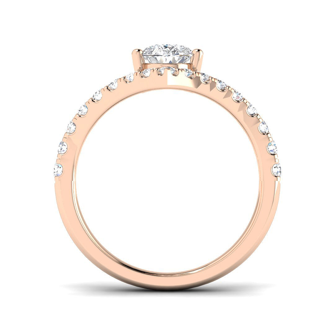 Pear Wishbone Diamond Engagement Ring in 10K/14K gold and platinum with certified lab-grown or natural diamonds