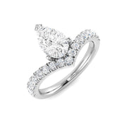 Pear Wishbone Diamond Engagement Ring in 10K/14K gold and platinum with certified lab-grown or natural diamonds