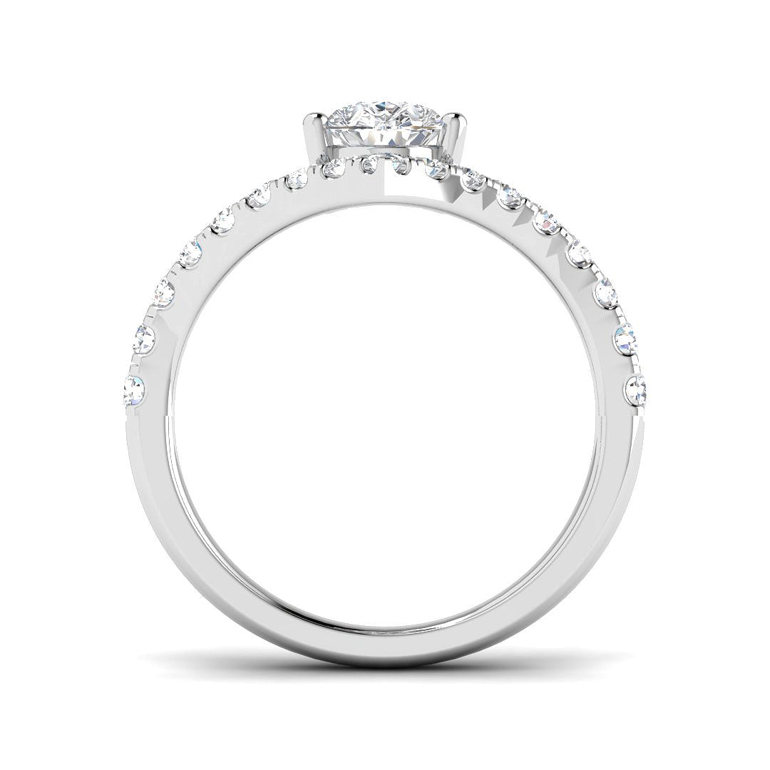 Pear Wishbone Diamond Engagement Ring in 10K/14K gold and platinum with certified lab-grown or natural diamonds