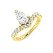Pear Wishbone Diamond Engagement Ring in 10K/14K gold and platinum with certified lab-grown or natural diamonds