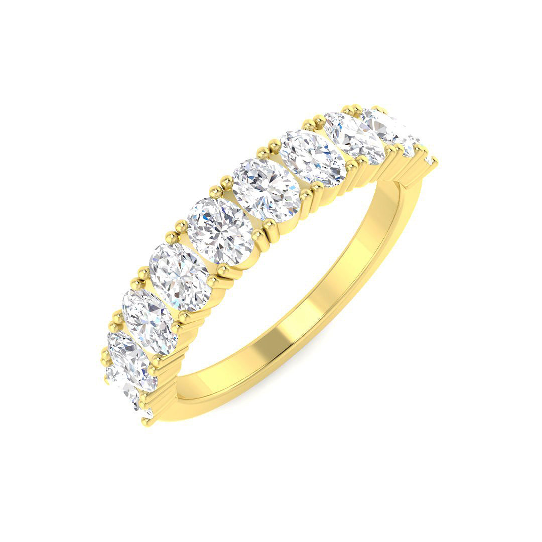 Oval Diamond 10 Stone Half Eternity Ring For Her in 10K/14K gold and platinum with certified lab-grown or natural diamonds