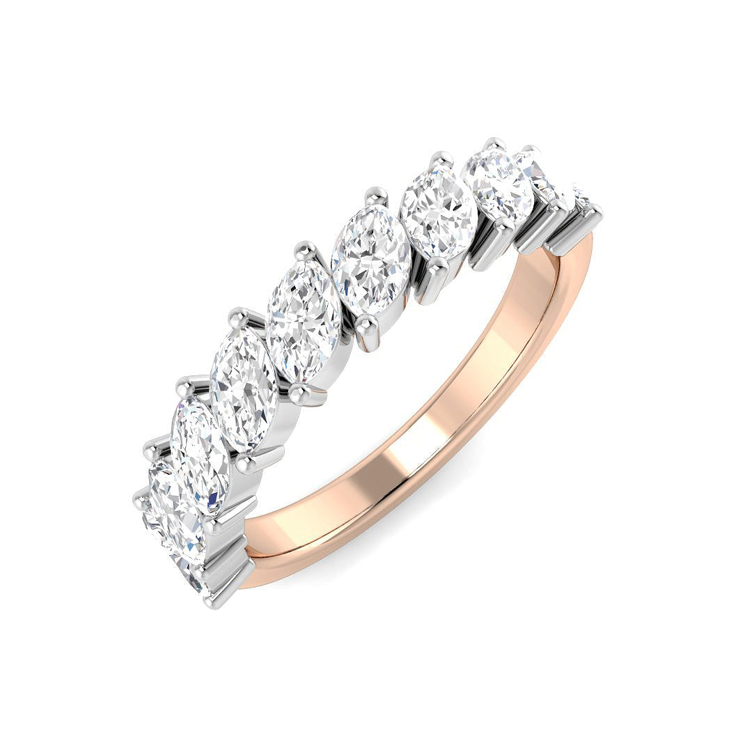 1.50Ct Marquise Diamond Half Eternity Ring in 10K/14K gold and platinum with certified lab-grown or natural diamonds