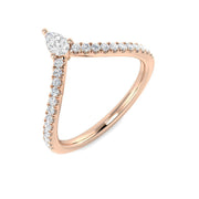Round & Pear Diamond Wishbone Ring in 10K/14K gold and platinum with certified lab-grown or natural diamonds