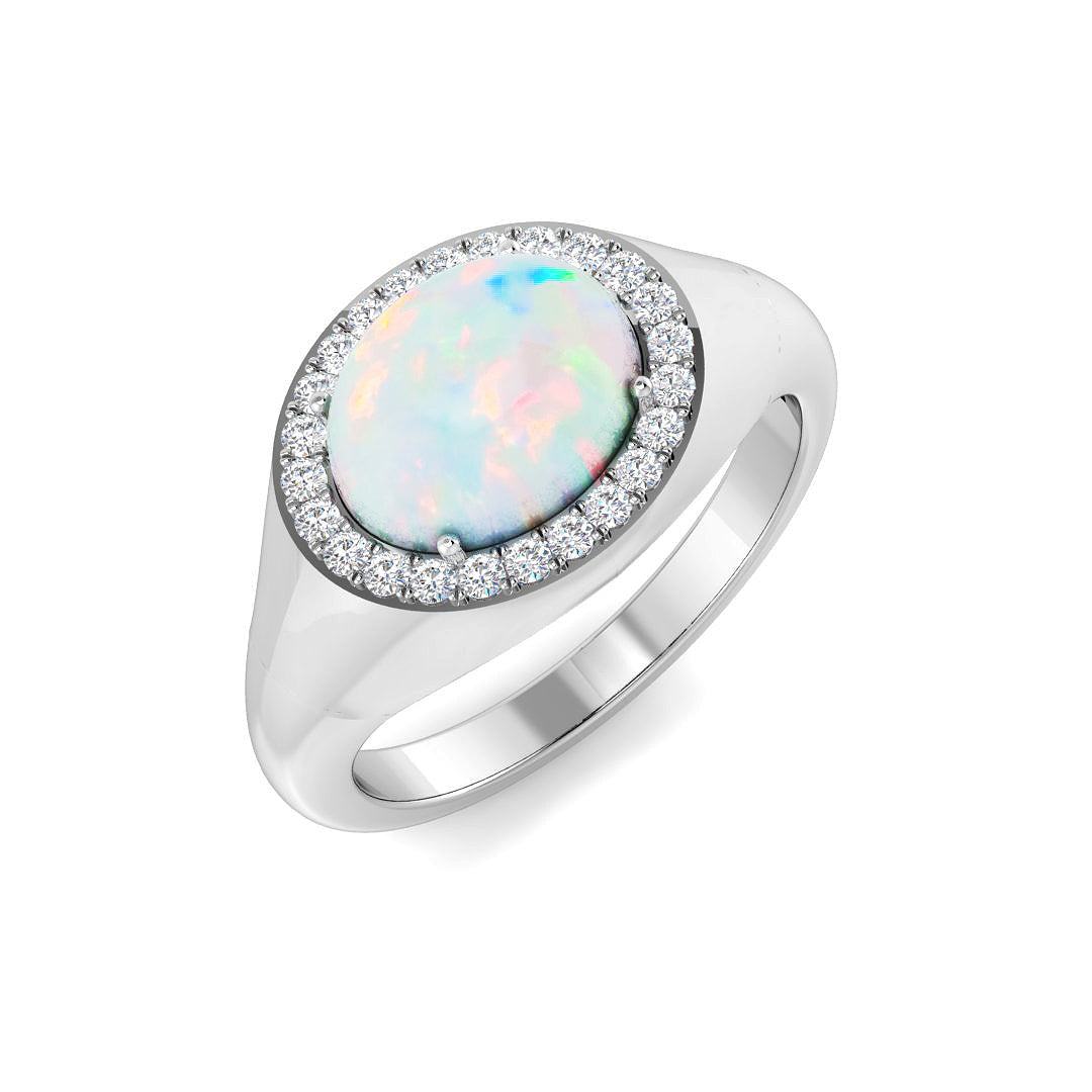 Diamond Majektic Opal Ring in 10K/14K gold and platinum with certified lab-grown or natural diamonds