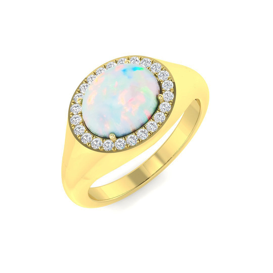 Diamond Majektic Opal Ring in 10K/14K gold and platinum with certified lab-grown or natural diamonds