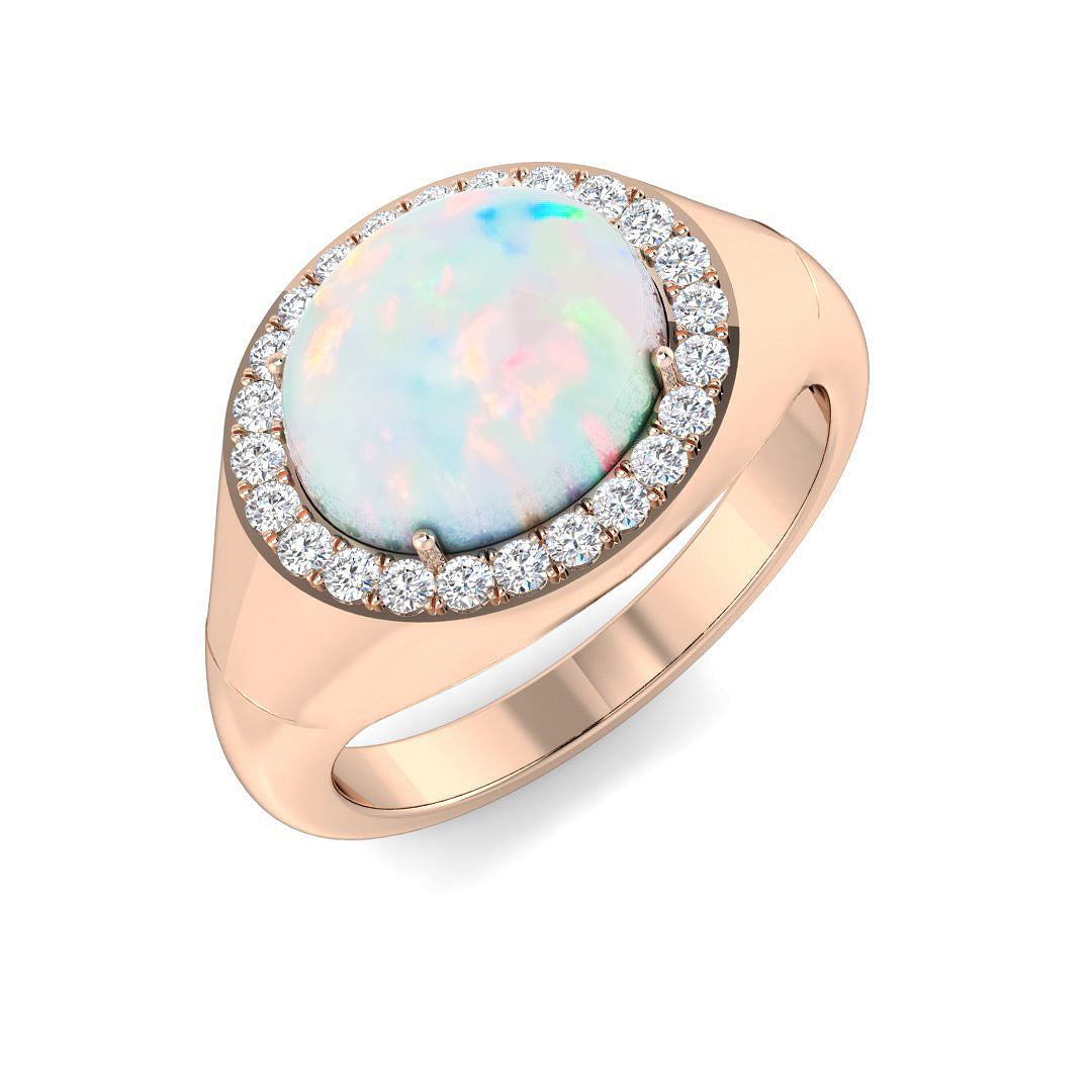 Diamond Majektic Opal Ring in 10K/14K gold and platinum with certified lab-grown or natural diamonds