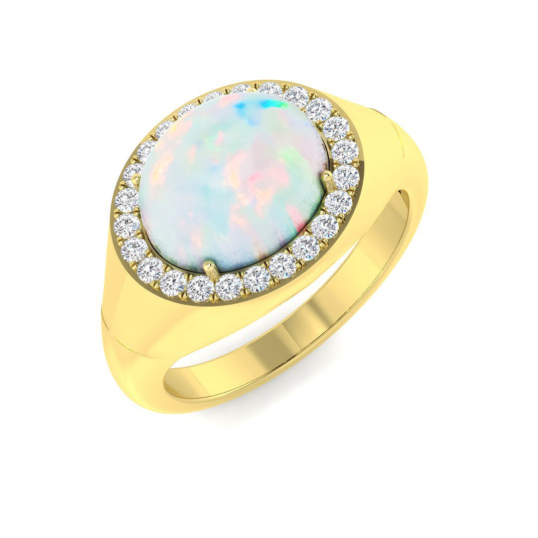 Diamond Majektic Opal Ring in 10K/14K gold and platinum with certified lab-grown or natural diamonds