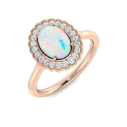 Diamond Regas Opal Ring in 10K/14K gold and platinum with certified lab-grown or natural diamonds