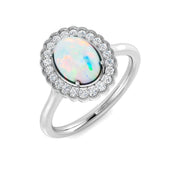 Diamond Regas Opal Ring in 10K/14K gold and platinum with certified lab-grown or natural diamonds