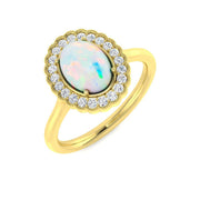 Diamond Regas Opal Ring in 10K/14K gold and platinum with certified lab-grown or natural diamonds