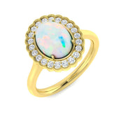 Diamond Regas Opal Ring in 10K/14K gold and platinum with certified lab-grown or natural diamonds