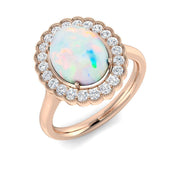 Diamond Regas Opal Ring in 10K/14K gold and platinum with certified lab-grown or natural diamonds