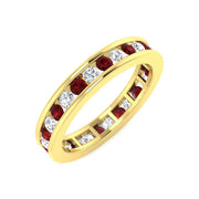 Garnet Eternity Band with Round Diamonds in 10K/14K gold and platinum with certified lab-grown or natural diamonds
