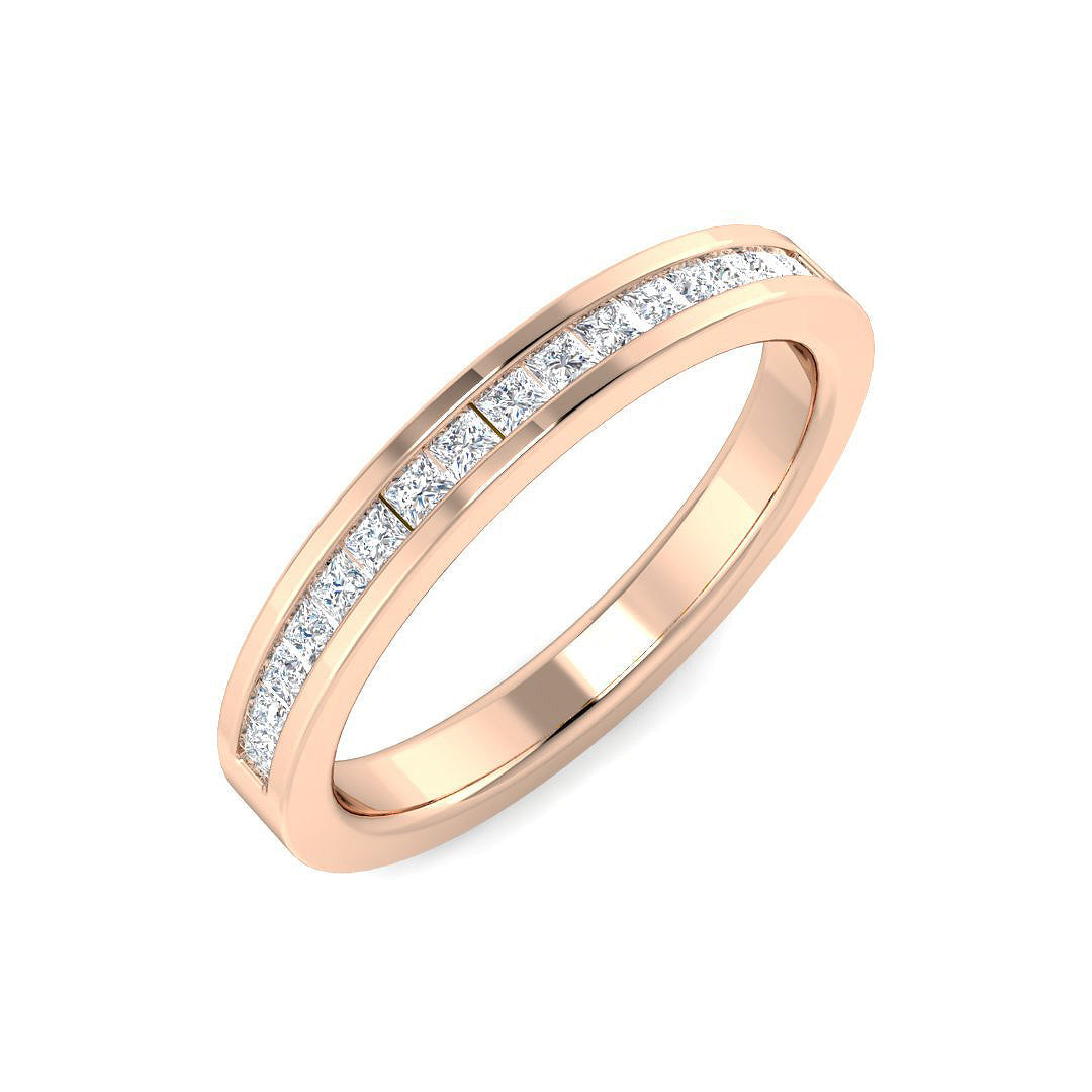 Princess Diamond Channel setting Half Eternity Ring in 10K/14K gold and platinum with certified lab-grown or natural diamonds