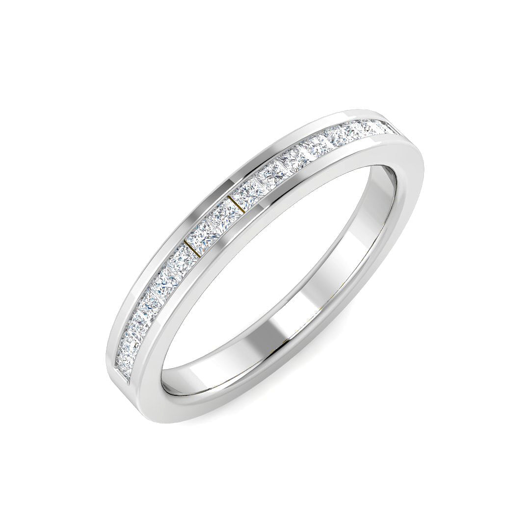 Princess Diamond Channel setting Half Eternity Ring in 10K/14K gold and platinum with certified lab-grown or natural diamonds