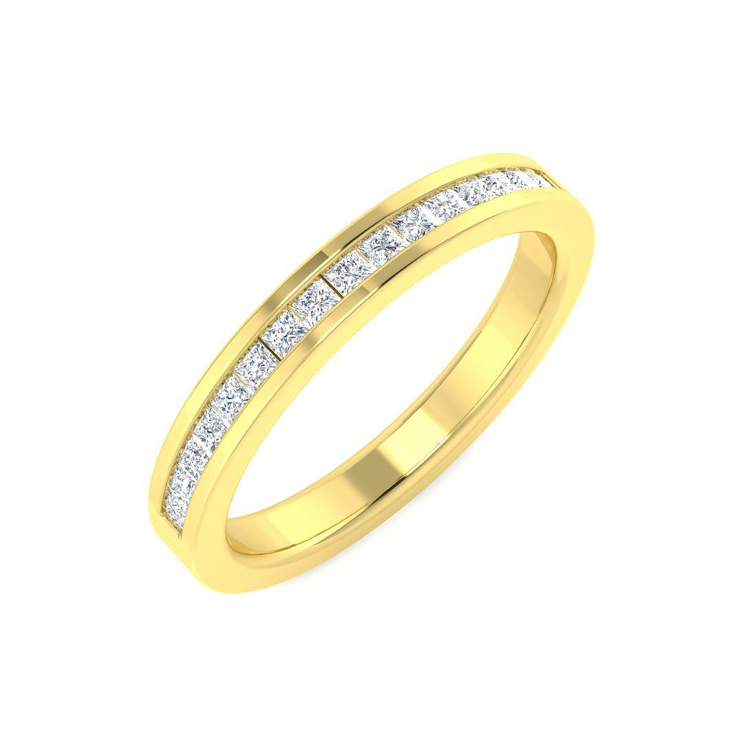 Princess Diamond Channel setting Half Eternity Ring in 10K/14K gold and platinum with certified lab-grown or natural diamonds