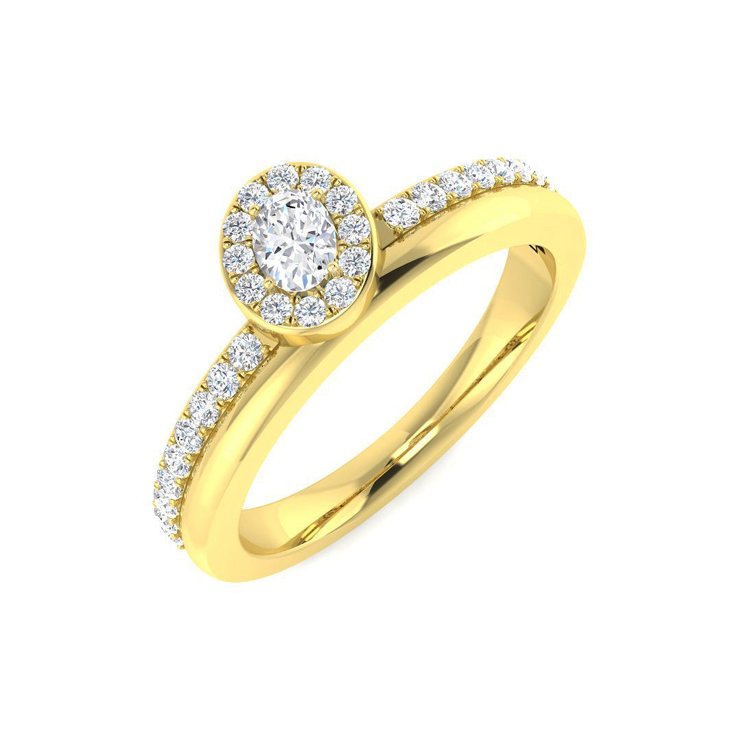 Oval Diamond Halo Engagement Ring in 10K/14K gold and platinum with certified lab-grown or natural diamonds