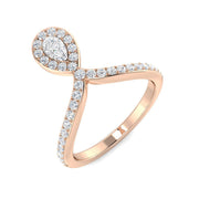 Marquise Diamond Halo Engagement Ring in 10K/14K gold and platinum with certified lab-grown or natural diamonds