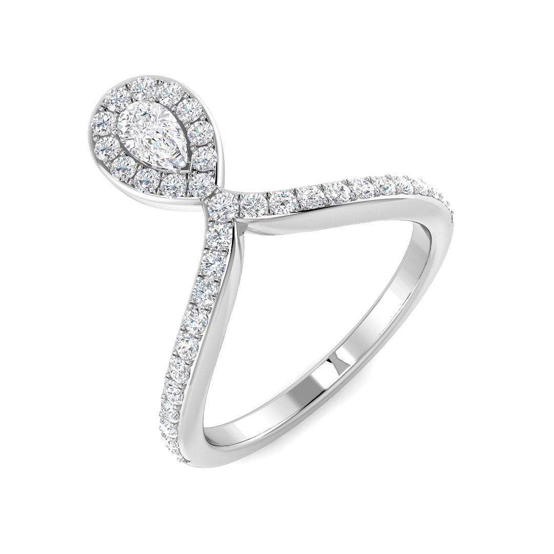 Marquise Diamond Halo Engagement Ring in 10K/14K gold and platinum with certified lab-grown or natural diamonds