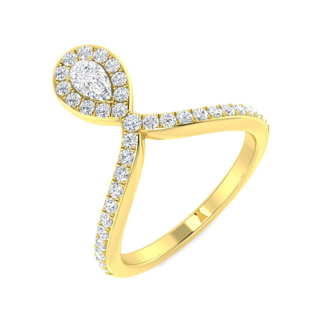 Marquise Diamond Halo Engagement Ring in 10K/14K gold and platinum with certified lab-grown or natural diamonds