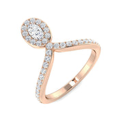 Oval Diamond Halo Split Shank Ring in 10K/14K gold and platinum with certified lab-grown or natural diamonds