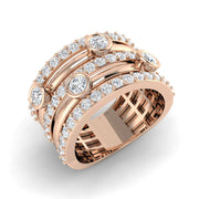 Lab Grown Diamond Bubble Ring with Bezel Set Rows in 10K/14K gold and platinum with certified lab-grown or natural diamonds