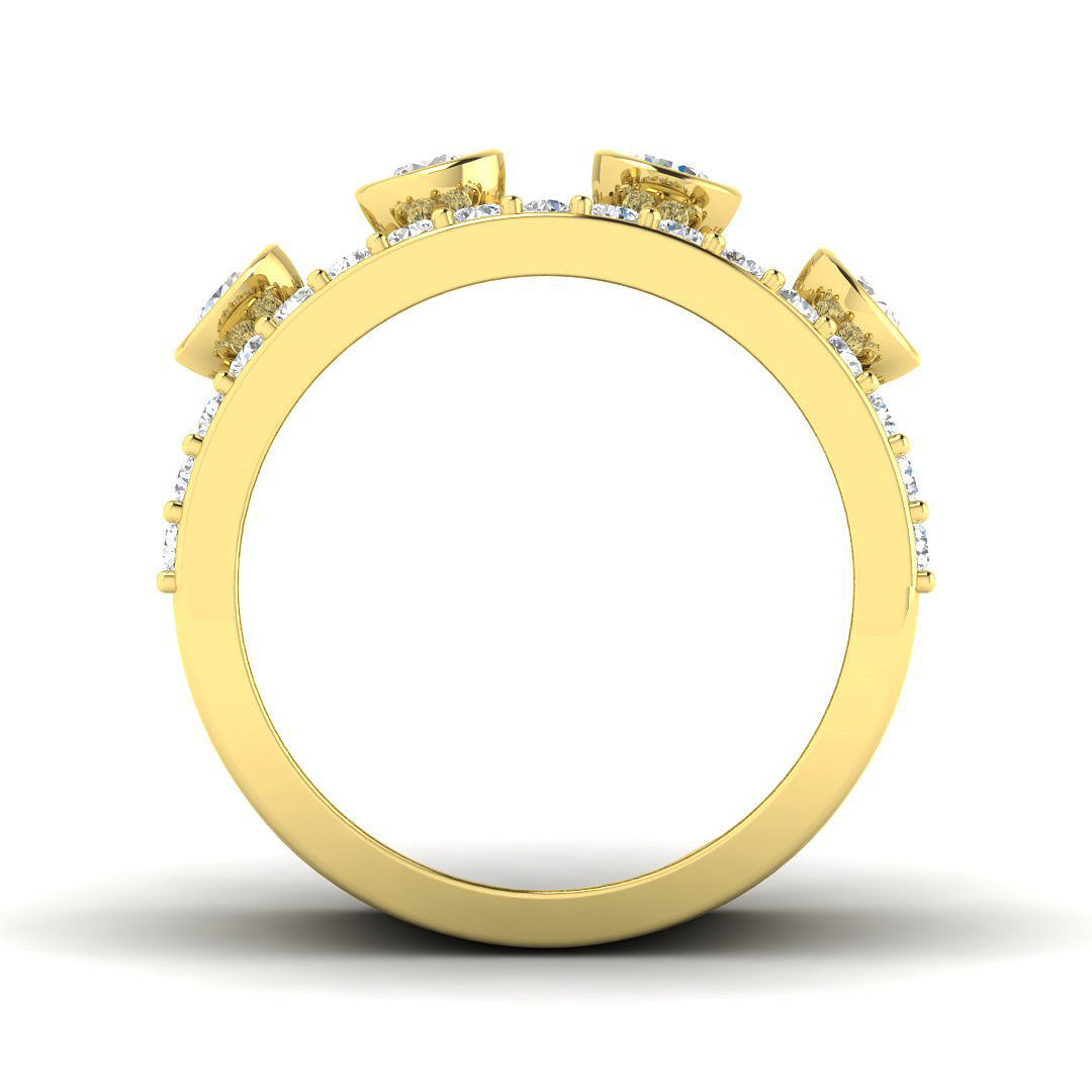 Lab Grown Diamond Bubble Ring with Bezel Set Rows in 10K/14K gold and platinum with certified lab-grown or natural diamonds
