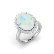 Opal Diamond Halo Ring in 10K/14K gold and platinum with certified lab-grown or natural diamonds