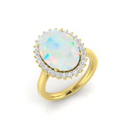 Opal Diamond Halo Ring in 10K/14K gold and platinum with certified lab-grown or natural diamonds