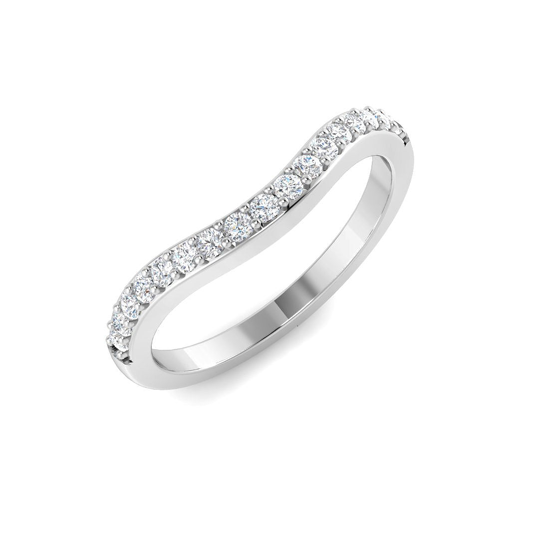 Round Diamond Curved Wedding Band in 10K/14K gold and platinum with certified lab-grown or natural diamonds