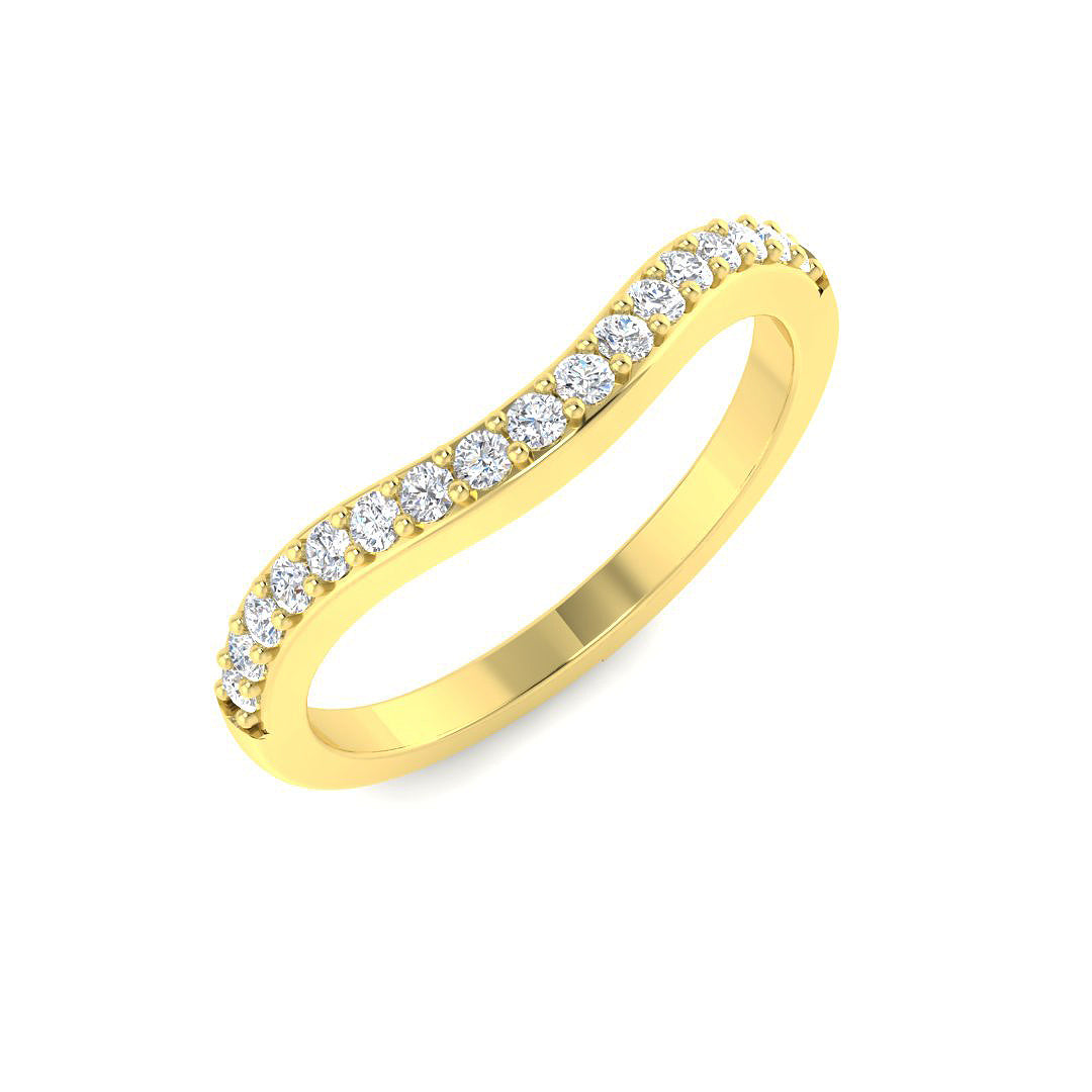Round Diamond Curved Wedding Band in 10K/14K gold and platinum with certified lab-grown or natural diamonds