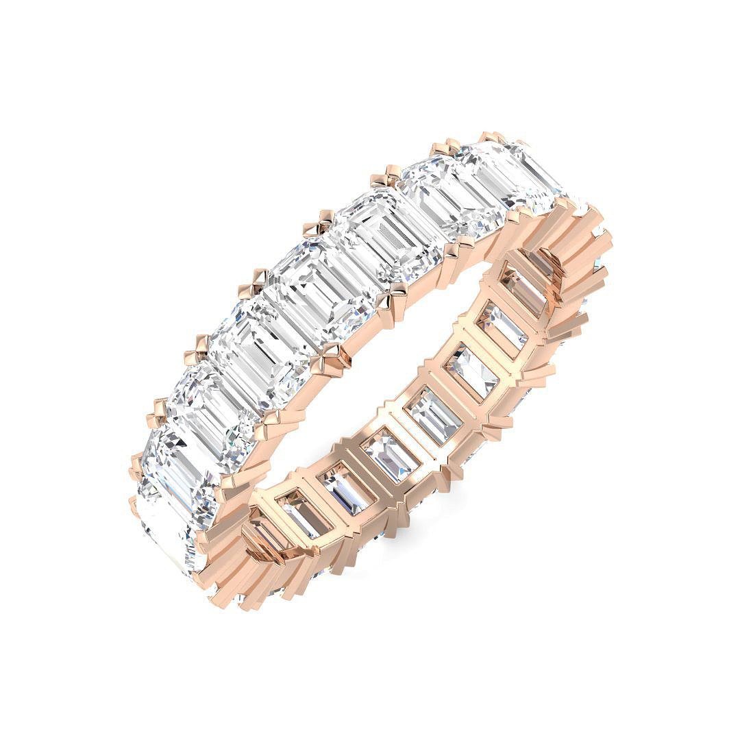 Emerald Cut Diamond Full Eternity Ring in 10K/14K gold and platinum with certified lab-grown or natural diamonds