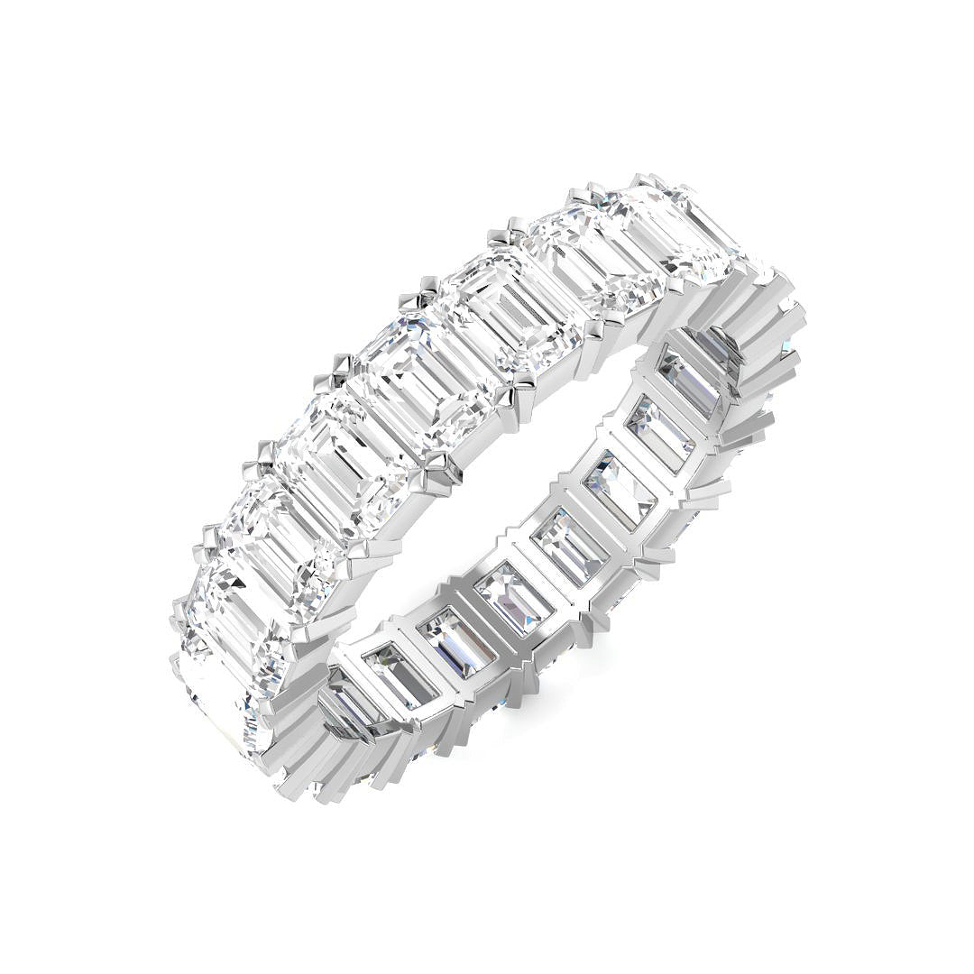 Emerald Cut Diamond Full Eternity Ring in 10K/14K gold and platinum with certified lab-grown or natural diamonds