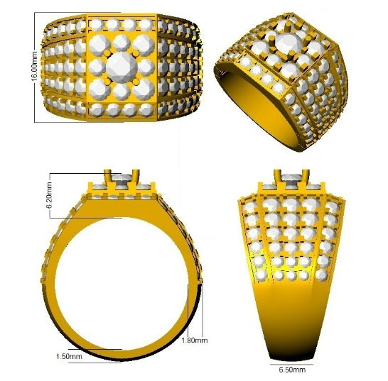Men’s Diamond Pave Ring in in 10K/14K gold and platinum with certified lab-grown or natural diamonds