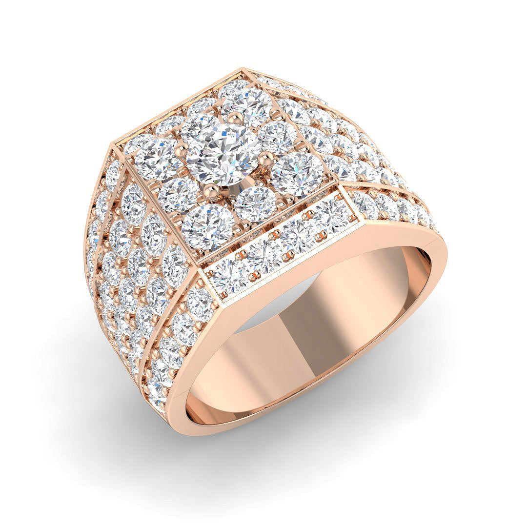 Luxury 4.50ct Diamond Signet Ring in UK Hallmarked Gold & in 10K/14K gold and platinum with certified lab-grown or natural diamonds