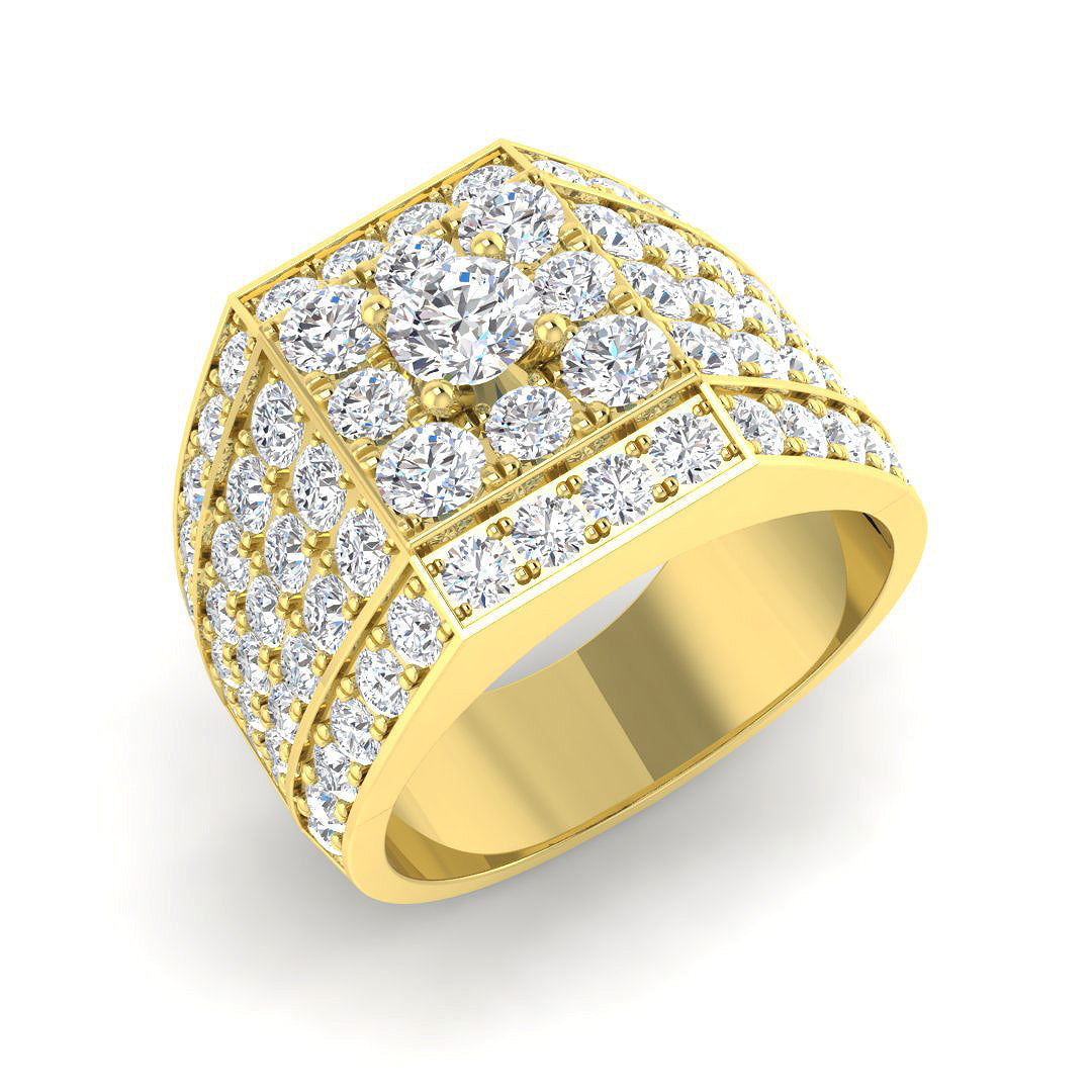 Luxury 4.50ct Diamond Signet Ring in UK Hallmarked Gold & in 10K/14K gold and platinum with certified lab-grown or natural diamonds