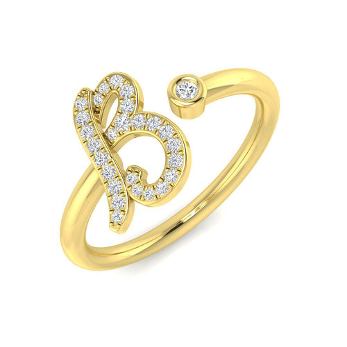 0.15ct Diamond B Initial Ring in 10K/14K gold and platinum with certified lab-grown or natural diamonds