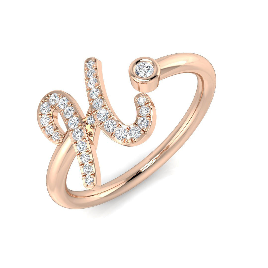 0.15ct Diamond H Initial Ring in 10K/14K gold and platinum with certified lab-grown or natural diamonds