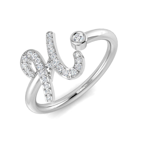 0.15ct Diamond H Initial Ring in 10K/14K gold and platinum with certified lab-grown or natural diamonds