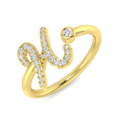 0.15ct Diamond H Initial Ring in 10K/14K gold and platinum with certified lab-grown or natural diamonds