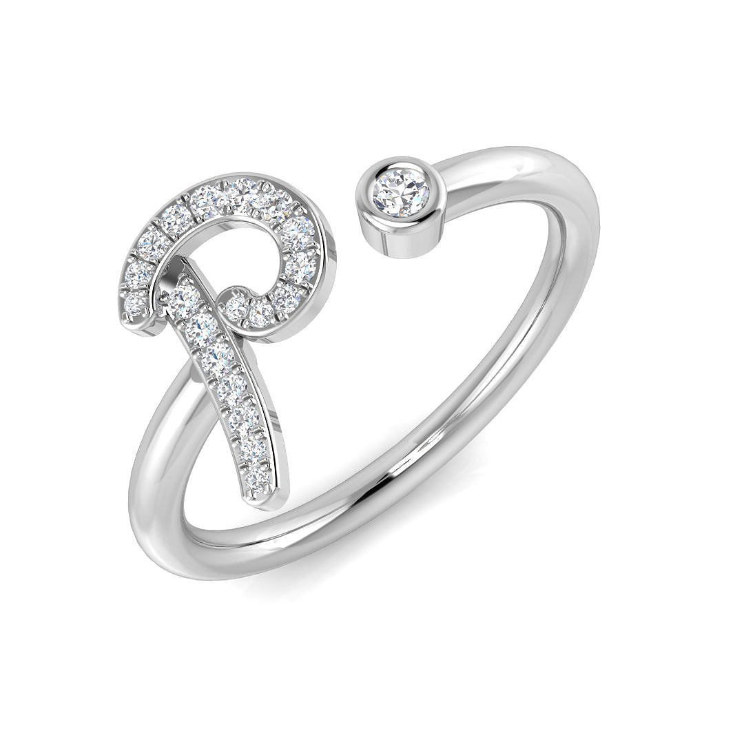 0.10ct Pavé Diamond P Initial Ring in 10K/14K gold and platinum with certified lab-grown or natural diamonds