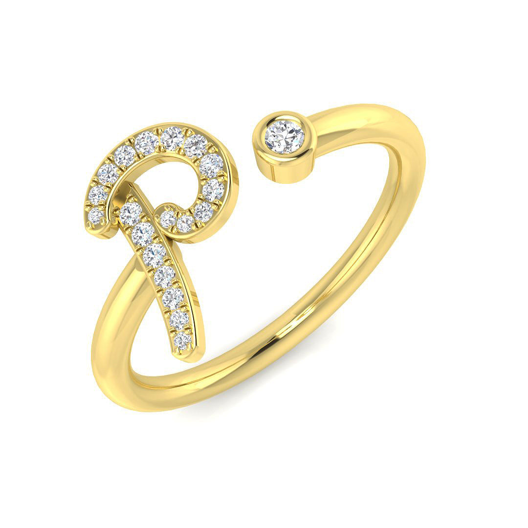 0.10ct Pavé Diamond P Initial Ring in 10K/14K gold and platinum with certified lab-grown or natural diamonds