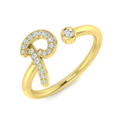 0.10ct Pavé Diamond P Initial Ring in 10K/14K gold and platinum with certified lab-grown or natural diamonds