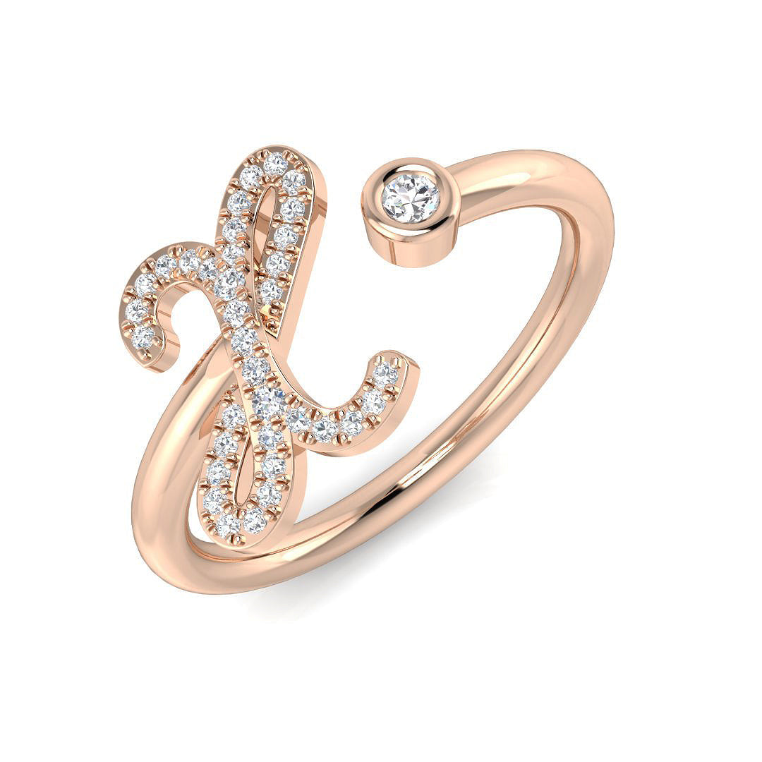 0.10ct Diamond X Initial Ring in Hallmarked Gold & in 10K/14K gold and platinum with certified lab-grown or natural diamonds