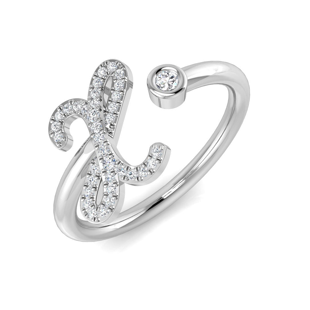 0.10ct Diamond X Initial Ring in Hallmarked Gold & in 10K/14K gold and platinum with certified lab-grown or natural diamonds