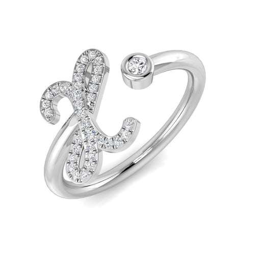 0.10ct Diamond X Initial Ring in Hallmarked Gold & in 10K/14K gold and platinum with certified lab-grown or natural diamonds
