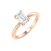 Elegant Emerald Cut Diamond Solitaire Ring in 10K/14K gold and platinum with certified lab-grown or natural diamonds