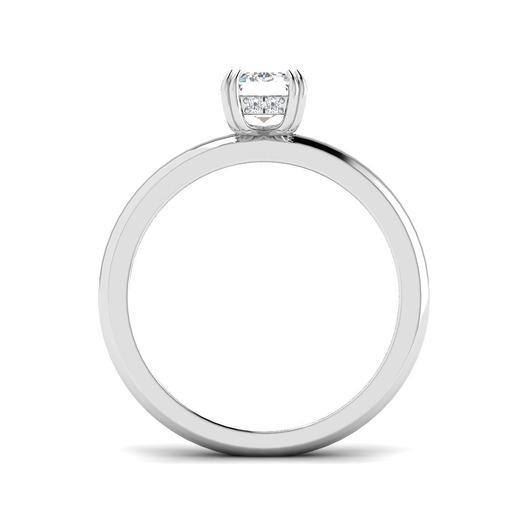 Elegant Emerald Cut Diamond Solitaire Ring in 10K/14K gold and platinum with certified lab-grown or natural diamonds