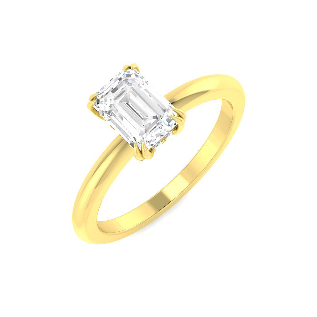Elegant Emerald Cut Diamond Solitaire Ring in 10K/14K gold and platinum with certified lab-grown or natural diamonds